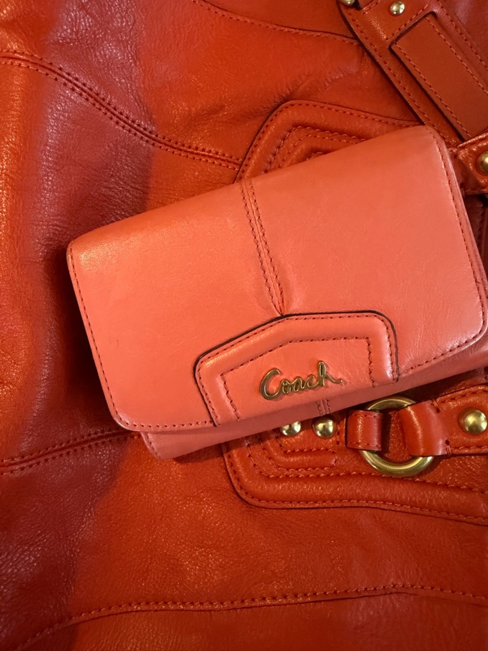 Coach Orange Coral Genuine Leather Satchel Handbag Purse G1273-F19247 12” X 7.5” - Picture 16 of 16